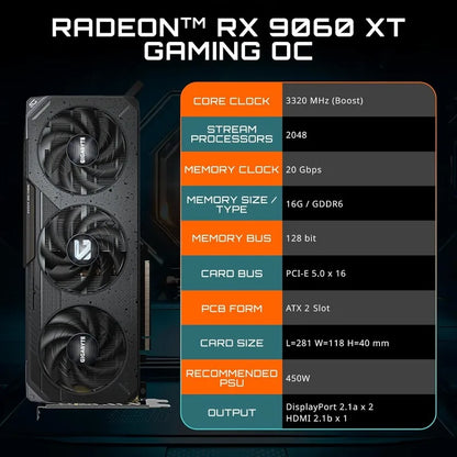 Radeon RX 9060 XT Gaming OC 16G Graphics Card