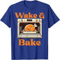 Thanksgiving Wake and Bake Funny Turkey Day Dad Men Women T-Shirt Humorous Thankful Graphic Outfit Short Sleeve Saying Tee Tops