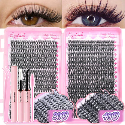 DIY Lash Extension Kit 720pcs Lash Clusters Individual Eyelashes Kit