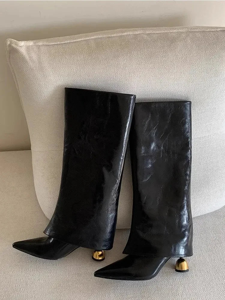 Plus Size Long Tube Boots Women's Fashion Boots Pure Color