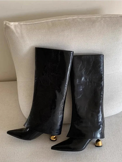 Plus Size Long Tube Boots Women's Fashion Boots Pure Color