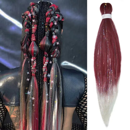 Dard Red White 3 Tones Ombre Straight Braids Blend Hair