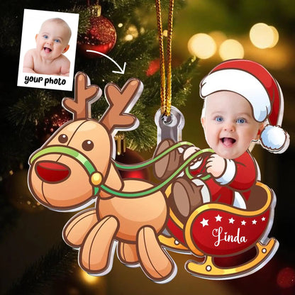 Christmas Car Ornament with Baby Photo, Personalized