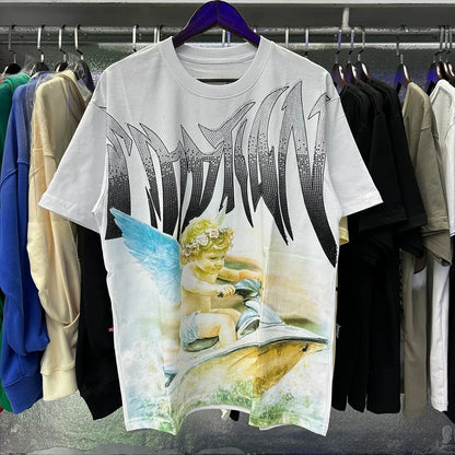 New Summer Letter Rhinestone Short Sleeve Black Men's T-Shirt