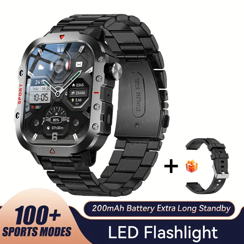 Outdoor Sports Smart Watch 2.01 inch HD Screen LED Flashlight