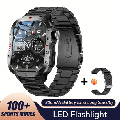 Outdoor Sports Smart Watch 2.01 inch HD Screen LED Flashlight