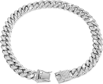 Luxury Cuban Link Cat Necklace Jewelry Rhinestone Collar Cat