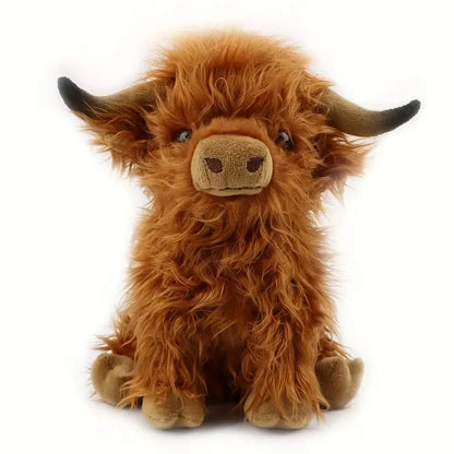 30cm Simulation Kyloe Cream Highland Cow Animal Plush Doll
