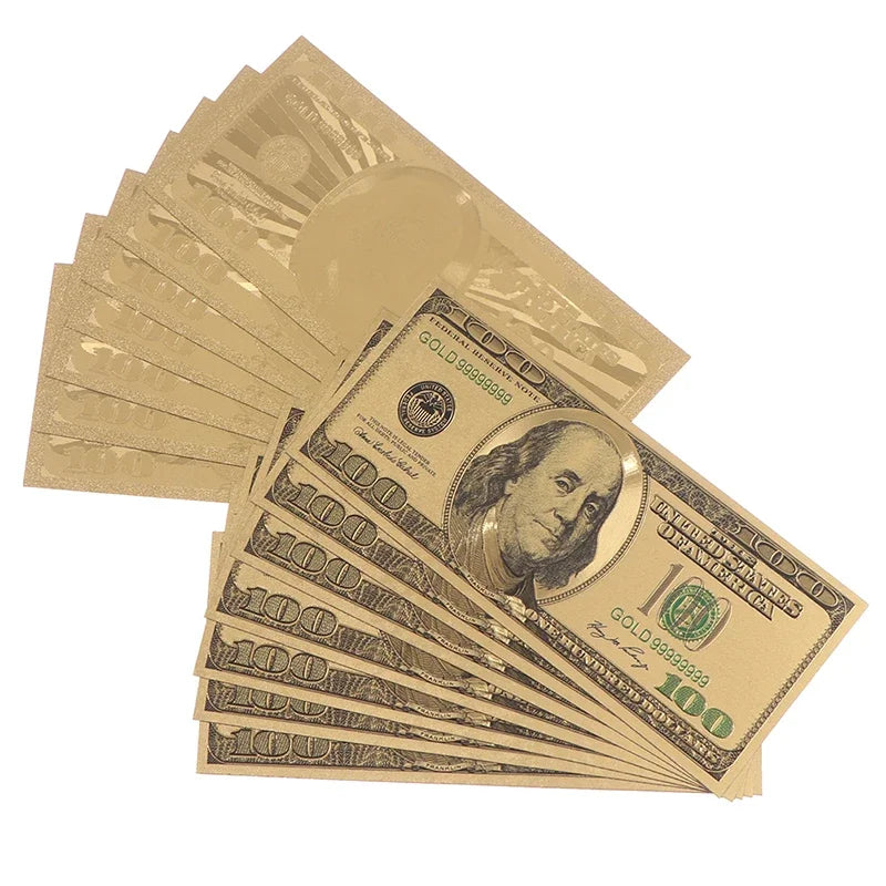 1Pc Gold Bill Banknote Colorful Commemorative Coin Foil $100