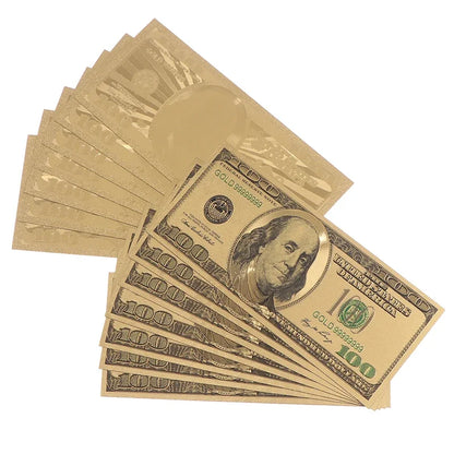 1Pc Gold Bill Banknote Colorful Commemorative Coin Foil $100