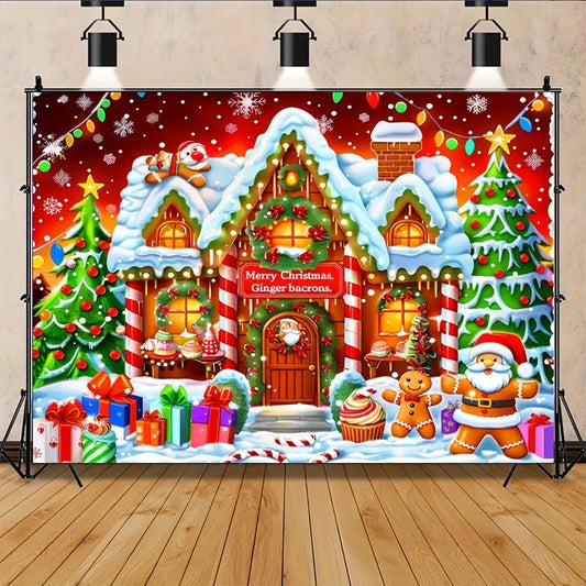 Christmas background cloth, equipped with cookie statues, gifts