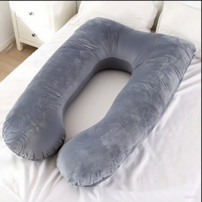 The velvet maternity pillow is soft to the touch