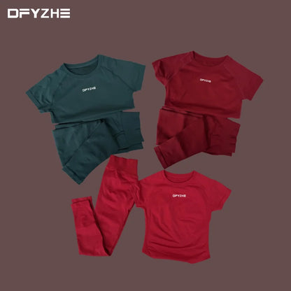 DFYZHE round neck breathable short sleeved+long pants