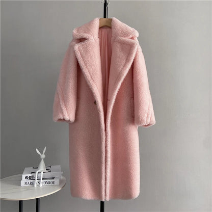 Winter Jacket Women Long Coat  Wool Woven