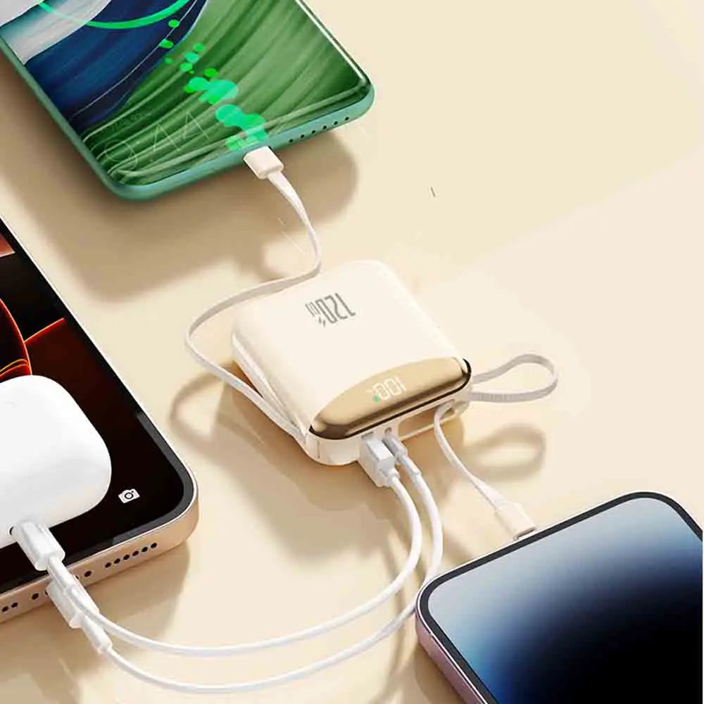 Mini Power Bank 120W Fast Charging Spare Battery Built