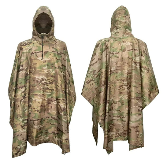 Man Military Impermeable Zipper Camo Raincoat