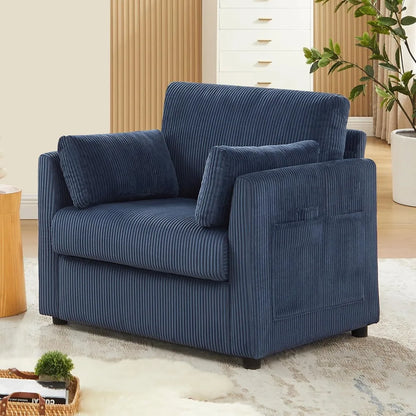 Modern Corduroy Accent Chairs, 38 W Comfy Armchair