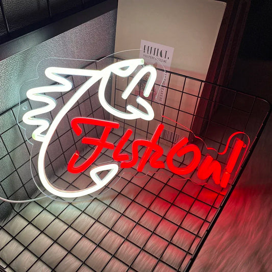 Fish On Neon Sign Go Fishing LED Signs for Wall Decor,Neon Light