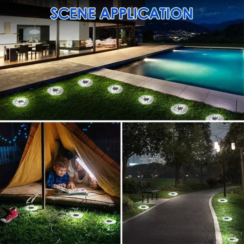 1/4/8Pcs Solar Lights Outdoor 8/20LEDs Disk Underground