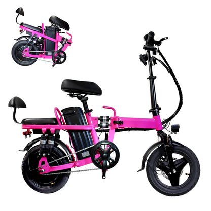 Pink Women Folding Electric Bike for Adults 500W Motor 20MPH