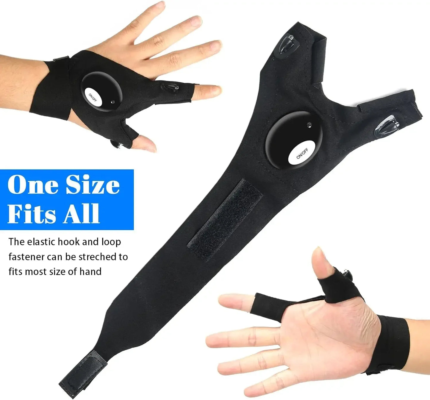 LED Half Finger Glove for Men Women Outdoor Waterproof