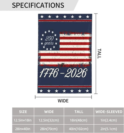 America 250th Anniversary 1776 2026 Usa July 4th Retro Flag 12x18 Double-Side Banner No Flagpole CCL