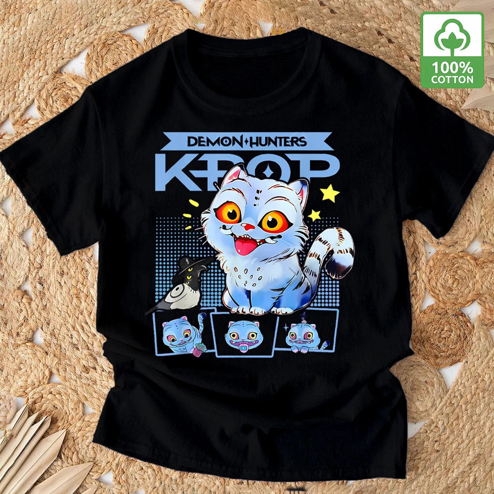 Demon Hunter T-shirt Summer New  Tiger Print Pure Cotton