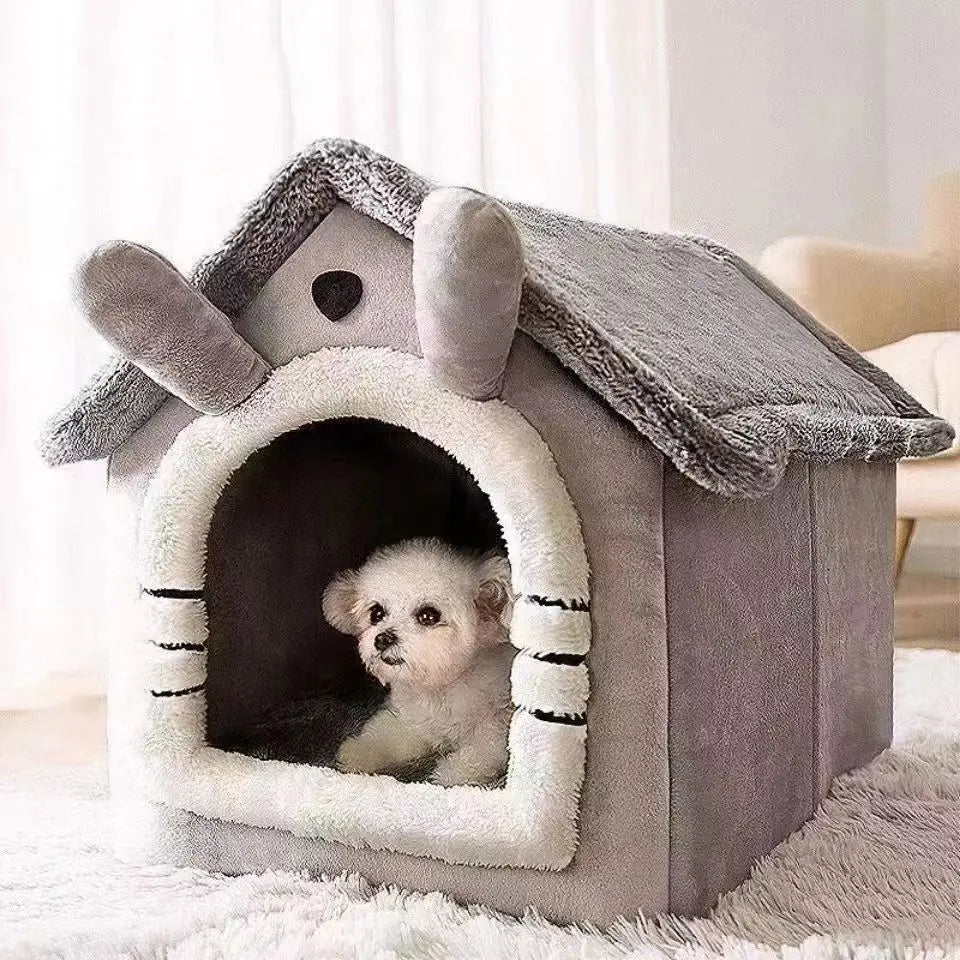 All Season Dog House Style Bed - Removable Washable