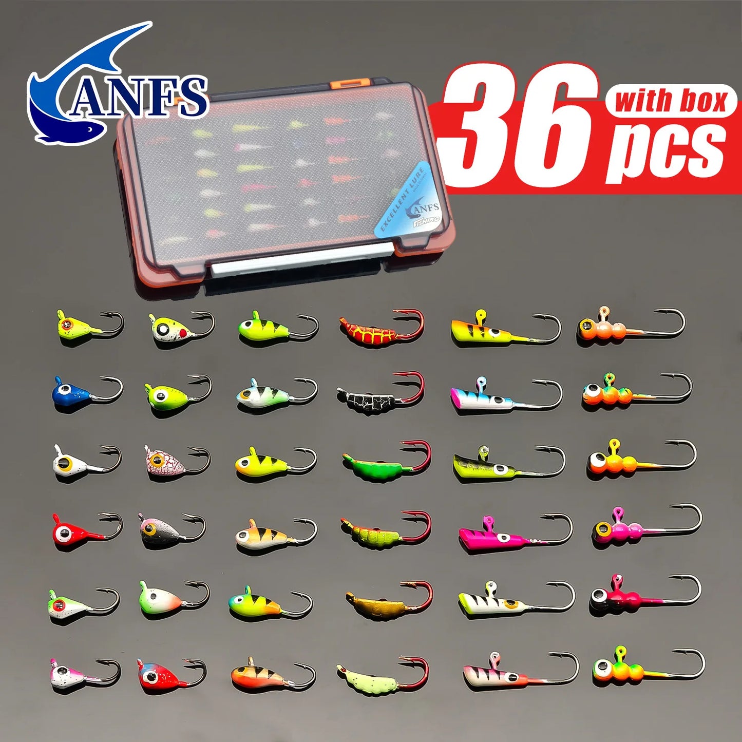 ANFS Ice Fishing Jigs 36pcs Ice Fishing Lures, Walleye Jig