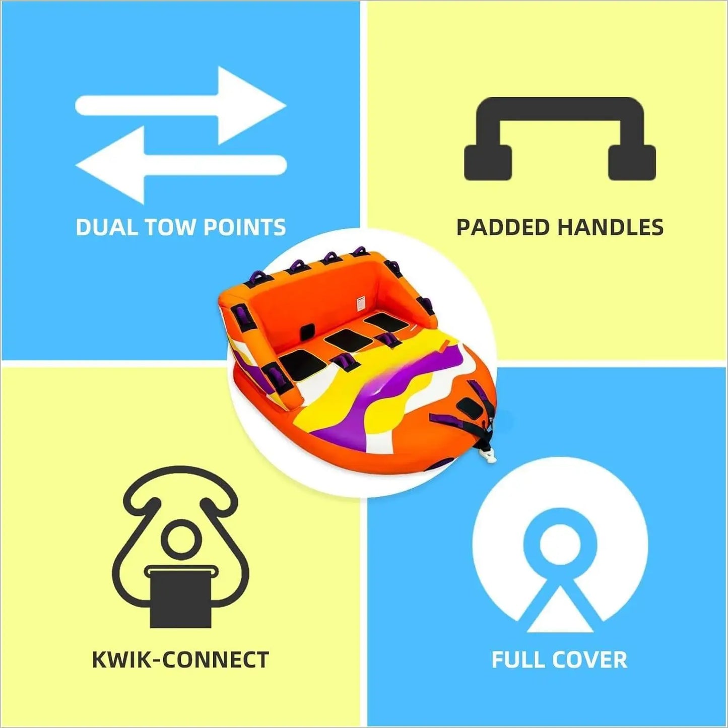 Inflatable Water Towable Tube for Boats Heavy-Duty 1-3 RideRS