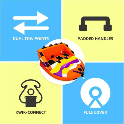 Inflatable Water Towable Tube for Boats Heavy-Duty 1-3 RideRS