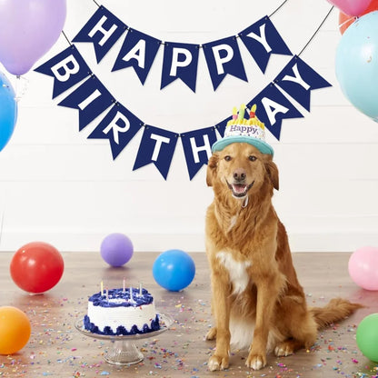 Navy Blue Happy Birthday Banner - Blue Sign