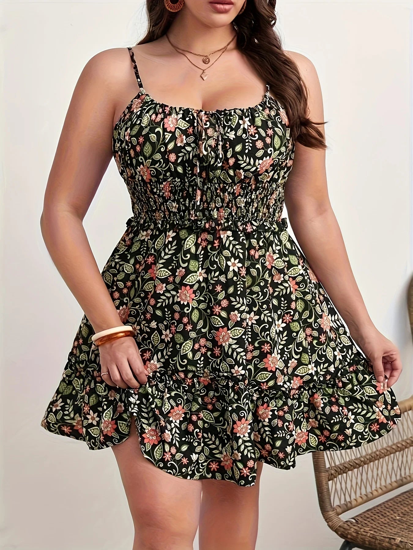 Plus Size Summer Women Elegant Floral Print Dress
