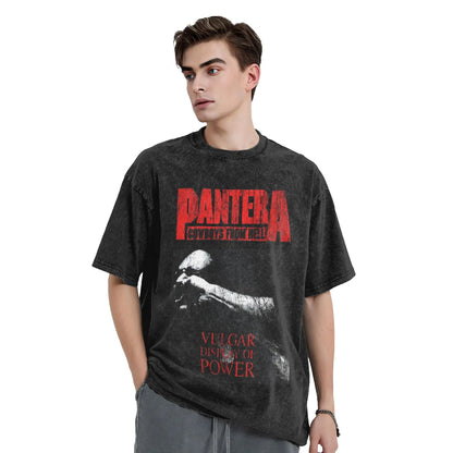 Venomous Black Metal Rock Washed T Shirt Men Pantera Cotton