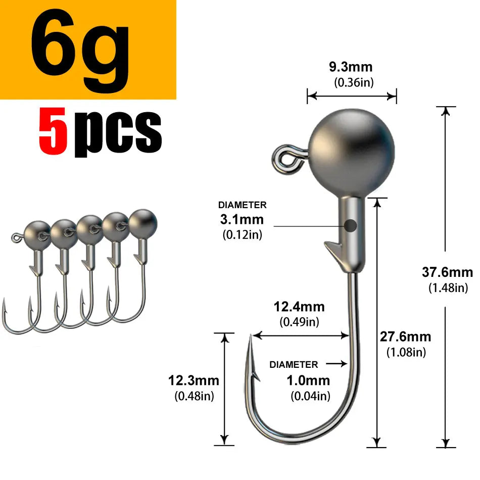 JYJ 1g  5g jig head hook for fishing tackle ,rig soft worm