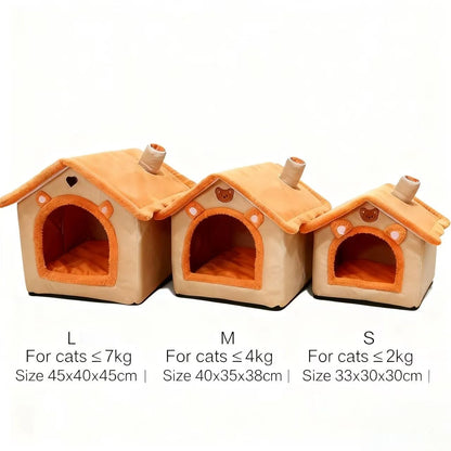 All Season Dog House Style Bed - Removable Washable