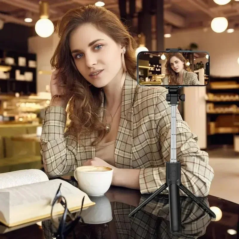 360 Rotation Selfie Stick Phone Holder Tripod Photo Pole