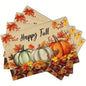 4pcs Thanksgiving Harvest Day Print Placemat Pumpkin