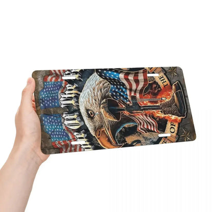 American Flag Bald Eagle Metal License Plate