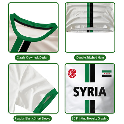 Syrian Flag Football Jerseys Men's Sports T-shirts Syrian National Emblem