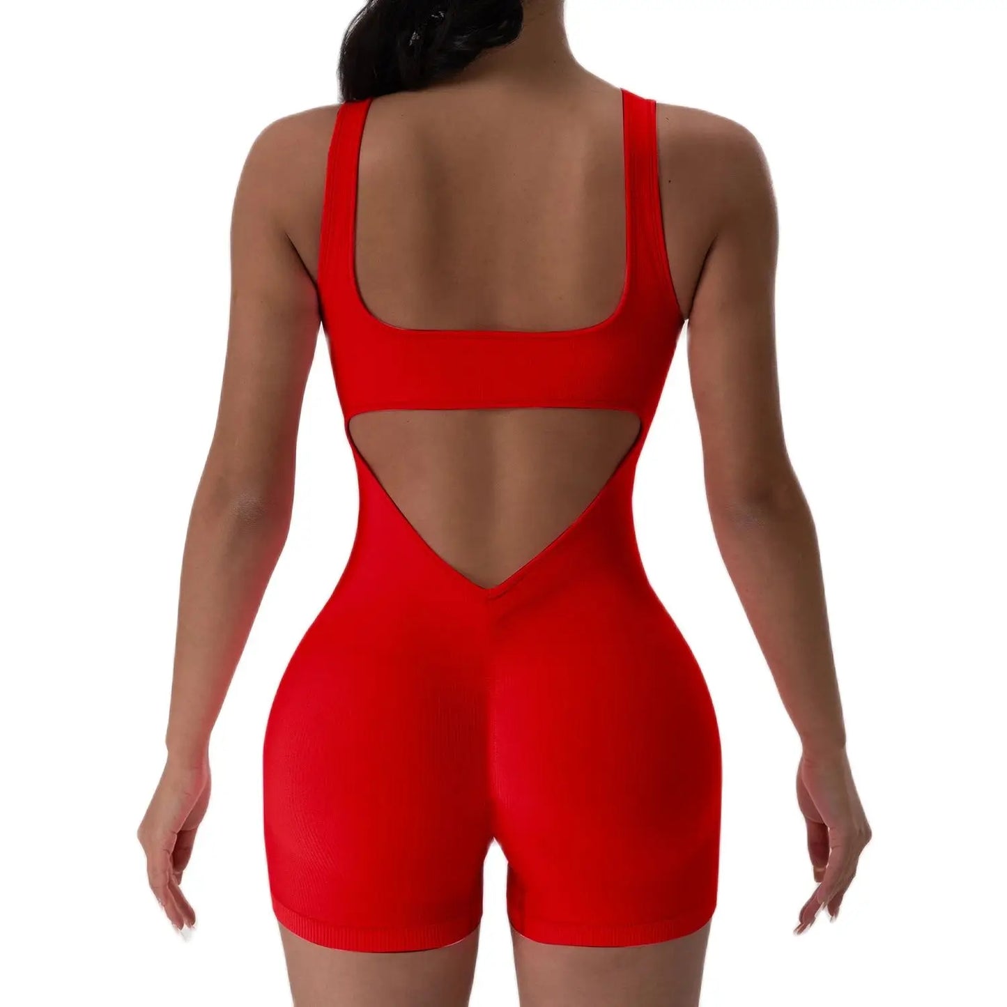 1PCS Backless Yoga Suit U Neck Sleeveless Sports Jumpsuit Solid Colour
