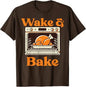Thanksgiving Wake and Bake Funny Turkey Day Dad Men Women T-Shirt Humorous Thankful Graphic Outfit Short Sleeve Saying Tee Tops