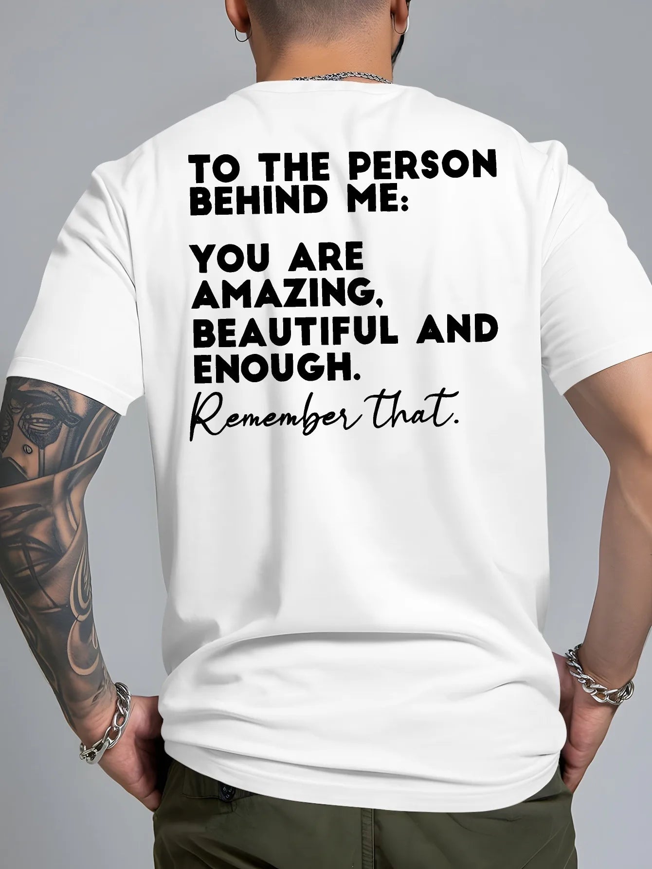 Summer Men's Back Print T-Shirt "The Person Behind Me..."