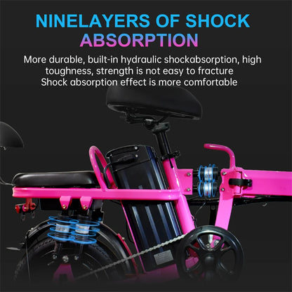 Pink Women Folding Electric Bike for Adults 500W Motor 20MPH