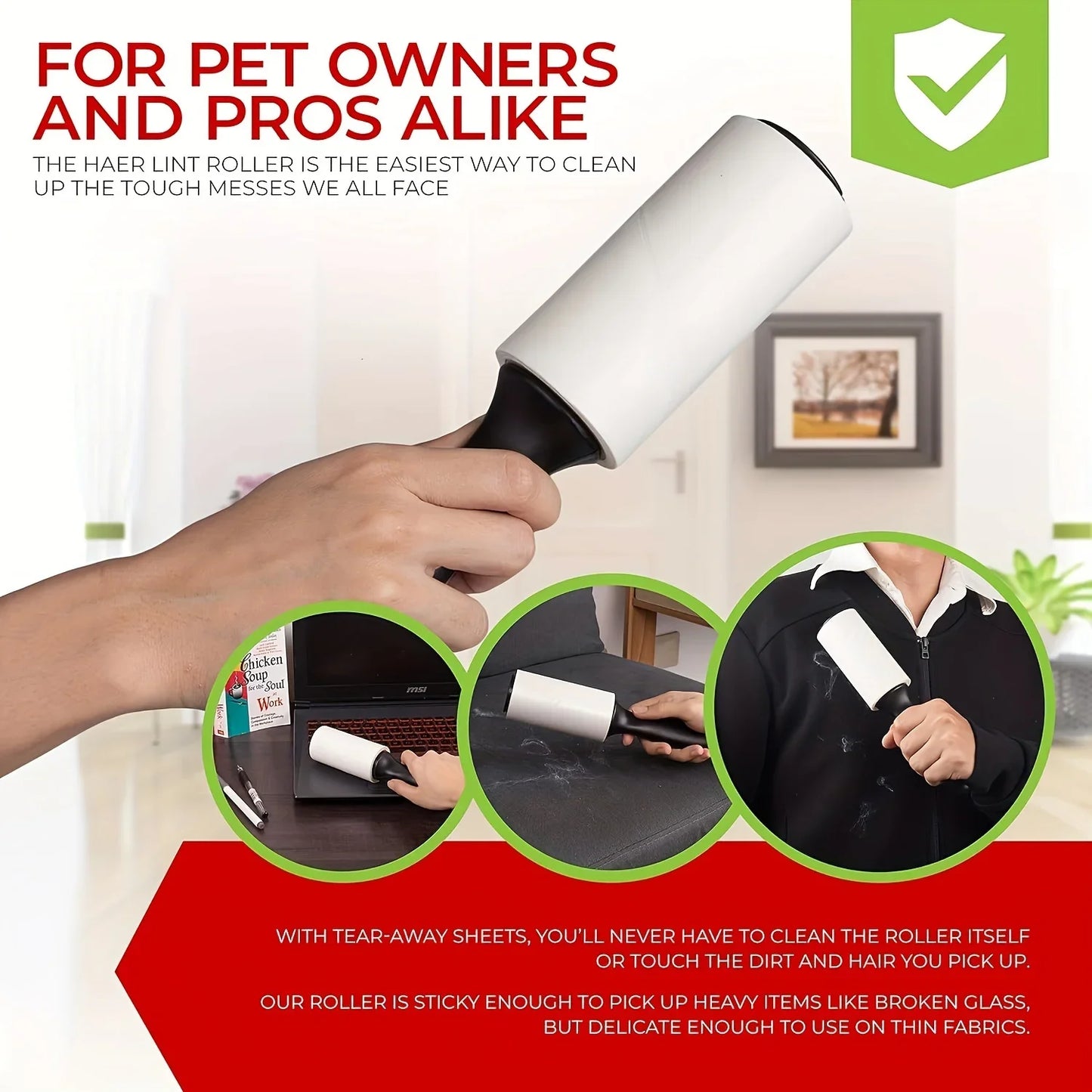 Extra-Sticky Lint Roller for Pet Hair Removal 60 Sheets/Roll