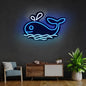 Blue Whales Neon Sign for Room Decor, LED Light
