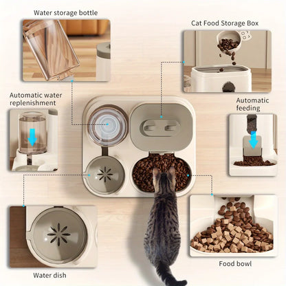 Cat Bowl Automatic Feeder with Spill Proof Design with Water
