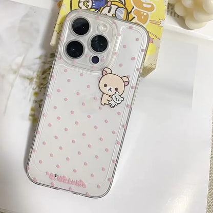 Cartoon Cute Easy Bear Pink Polka Dots Phone Case