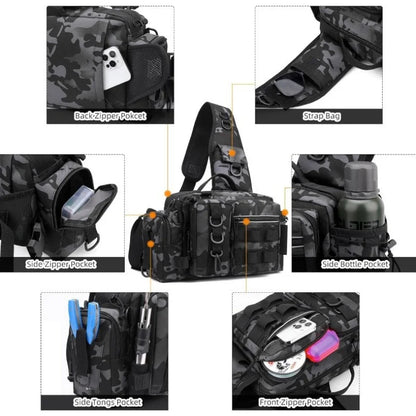 Fishing gear backpack with bait box equipment storage bag