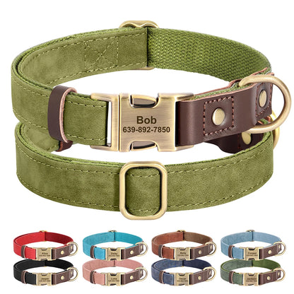 Free Custom PU Leather Dog Collar Engraved Dog Collars